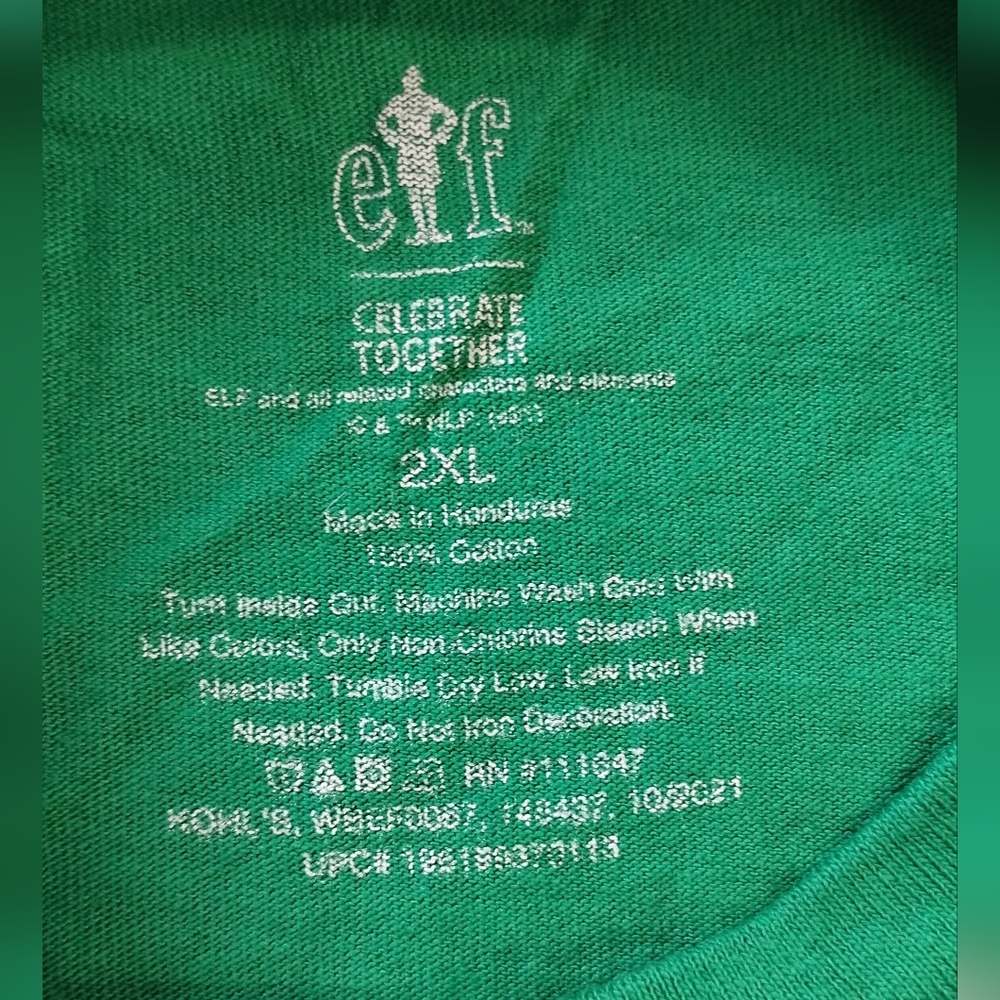 Men’s Christmas UGLY Size 2XL  Official ELF Will Ferrell T-Shirt OMG Santa Green - Picture 3 of 10